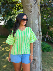 Lemon Puff Sleeve Striped Top Erin