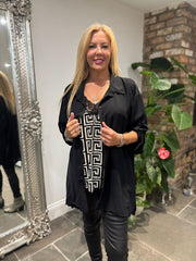 Black Back Pleat Blouse Jackie