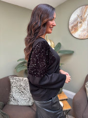Black Sequin Panel Sweatshirt Victoria