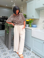 Stone Wide Leg Pocket Trousers Claudia