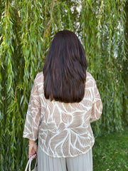 Mocha Abstract Leaf Blouse Hailey