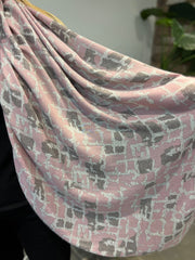 Rose Block Print Raw Edge Scarf