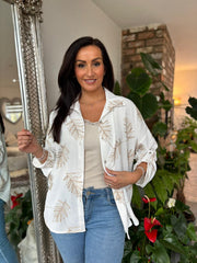 White Leaf Embroidered Blouse Josephine