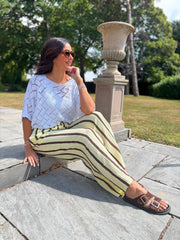 Lemon Bubble Cotton Striped Trousers Paula