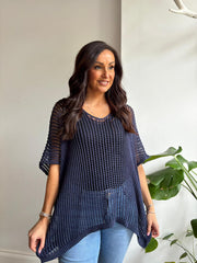 Navy Open Weave Knit Peyton