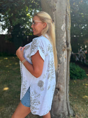 White Mocha Coral Print Blouse Stacey