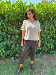 Chocolate Floral Printed Trousers