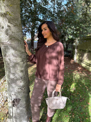 Chocolate Pleat Detail Chiffon Blouse Molly