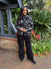 Black Swirl Pattern Coat Elsa