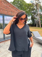 Black Bubble Cotton Top Kimberly