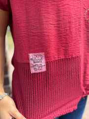 Wine Asymmetric Panel Flower Top Adele