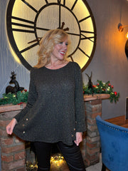 Black Shimmer Stripe Top Etta