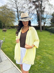 Lemon Bubble Cotton Crochet Hem Blouse Jo