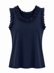 Navy Ruffle Vest Simone