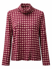 Wine Block Print Super Soft Roll Neck