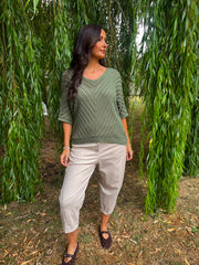 Khaki Chevron Knit Anabelle