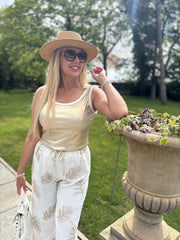 White Leaf Wide Leg Trousers Josephine