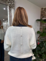 Antique Cream Back Detail Knit Top Billie