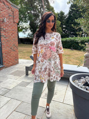 Mocha Floral Print Knit Tunic Delilah