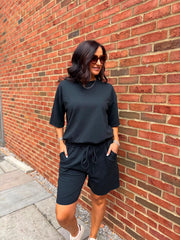 Black Shorts Leisure Set Amber