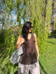 Chocolate Leopard Trim Vest Eve