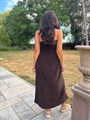 Chocolate Bandeau Towelling Dress Natasha