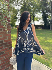 Navy Abstract Swirl Vest Isabella
