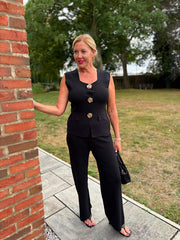Black Rose Button Waistcoat Set Nala