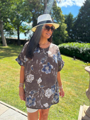 Chocolate Floral Pattern Top Hattie
