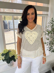 Gold Heart Net Top Rue
