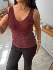 Wine Shimmer Knit Vest Palmer