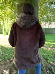 Chocolate Luxury Faux Fur Hooded Coat Aspen