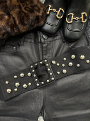 Black Stud Buckle Belt