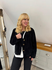 Black Chenille Layered Cardigan Emily