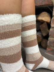 Latte Cosy Striped Knee High Socks