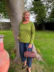 Olive Stud Pocket Top Serena