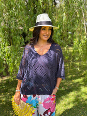 Navy Diamond Knit Matilda