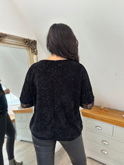 Black Chenille Shimmer Sweatshirt Hailey