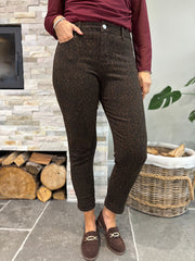 Chocolate Leopard Straight Leg Jeans