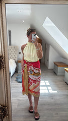 Golden Longline Tiger Wrap Skirt