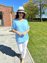 Blue Cold Shoulder Top Orla
