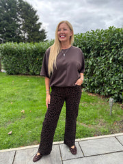 Chocolate Drawstring Hem Top Judy