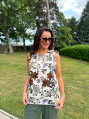Khaki Floral Top Justine