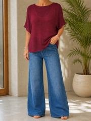 Wine Cotton Reverse Seam Knit Jo