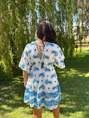 Blue Paisley Striped Kaftan Dress Alice