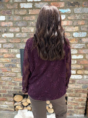 Grape Textured Floral Mesh Top Imogen