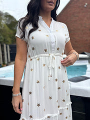 White Sequin Star Dress Althea