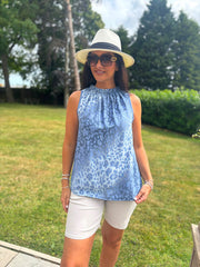 Denim Ombre Leopard Top Tiana