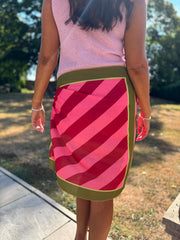 Green Striped Wrap Skirt