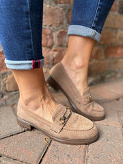 Mocha Faux Suede Chain Loafer